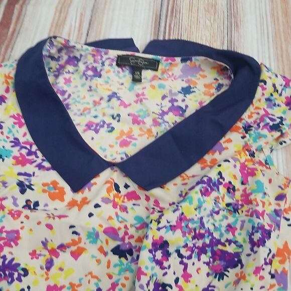 JESSICA Simpson watercolor peplum top sz xs - Picture 4 of 8